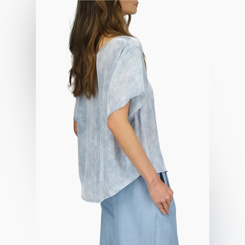 Michael Kors Petite Petal-Print Short-Sleeve Top - Picture 4 of 10